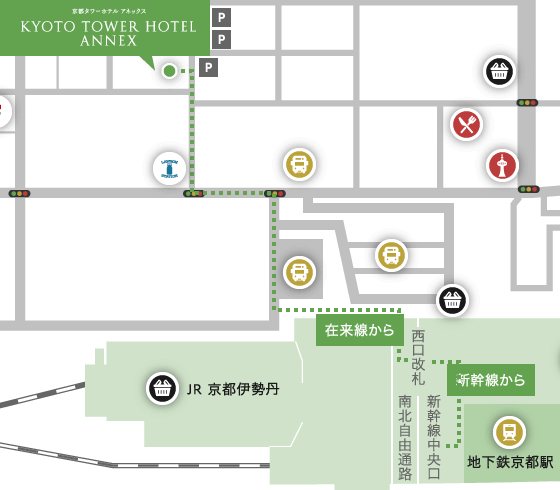 アクセス｜JR京都駅徒歩3分 京都タワーホテルアネックス【公式】